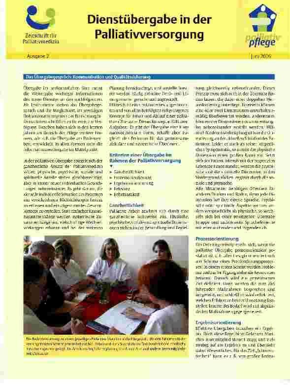 Vorschauseite 1: Dienstübergabe in der Palliativversorgung