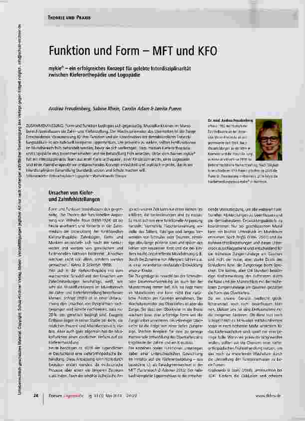 Vorschauseite 1: Funktion und Form - MFT und KFO