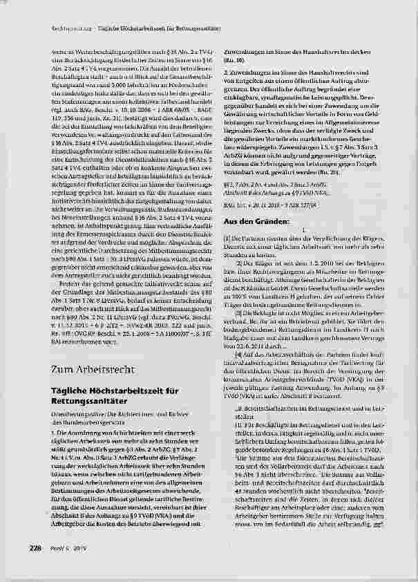 Vorschauseite 1: Tägliche Höchstarbeitszeit für Rettungssanitäter