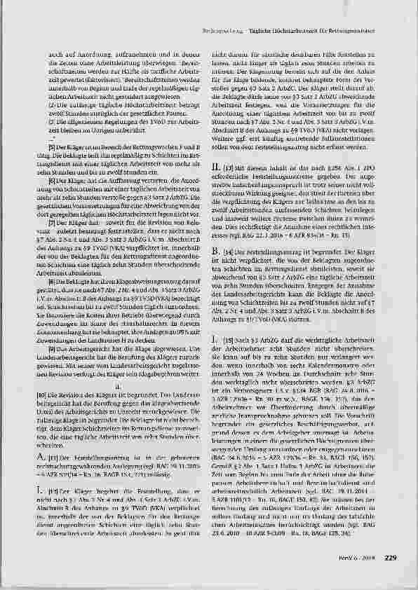 Vorschauseite 2: Tägliche Höchstarbeitszeit für Rettungssanitäter