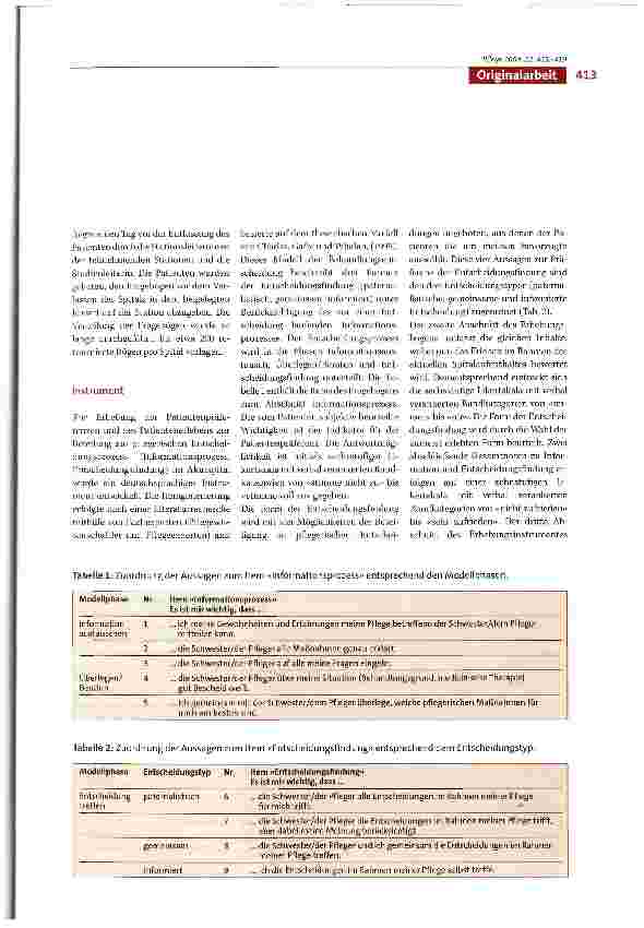 Vorschauseite 3: Präferenzen und Erleben von Patienten zur Beteiligung an pflegerischen Entscheidungen im Akutspital - Eine Analyse der Übereinstimmung von Präferenz und Erleben sowie der Einfluss…