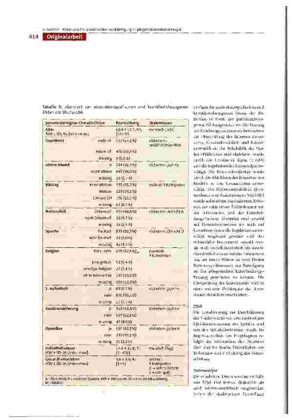 Vorschauseite 4: Präferenzen und Erleben von Patienten zur Beteiligung an pflegerischen Entscheidungen im Akutspital - Eine Analyse der Übereinstimmung von Präferenz und Erleben sowie der Einfluss…