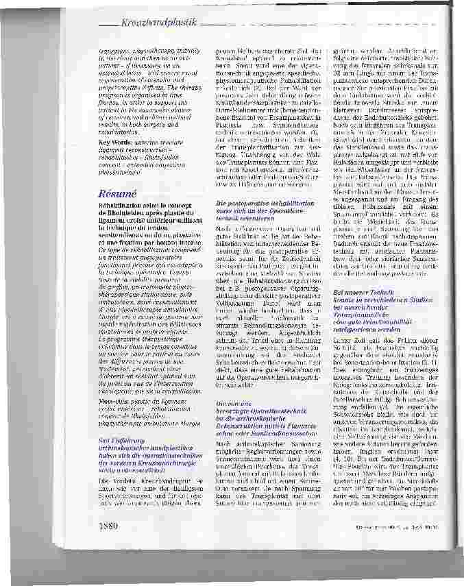 Vorschauseite 2: Rheinfelder Rehabilitation nach vorderer Kreuzbandplastik in Plantaris-bzw. Semitendinosussehnentechnikund Endobuttonfixation