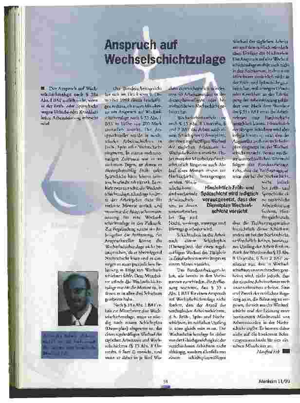 Vorschauseite 1: Anspruch auf Wechselschichtzulage