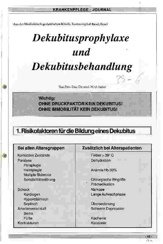 Vorschauseite 1: Dekubitusprophylaxe und Dekubitusbehandlung