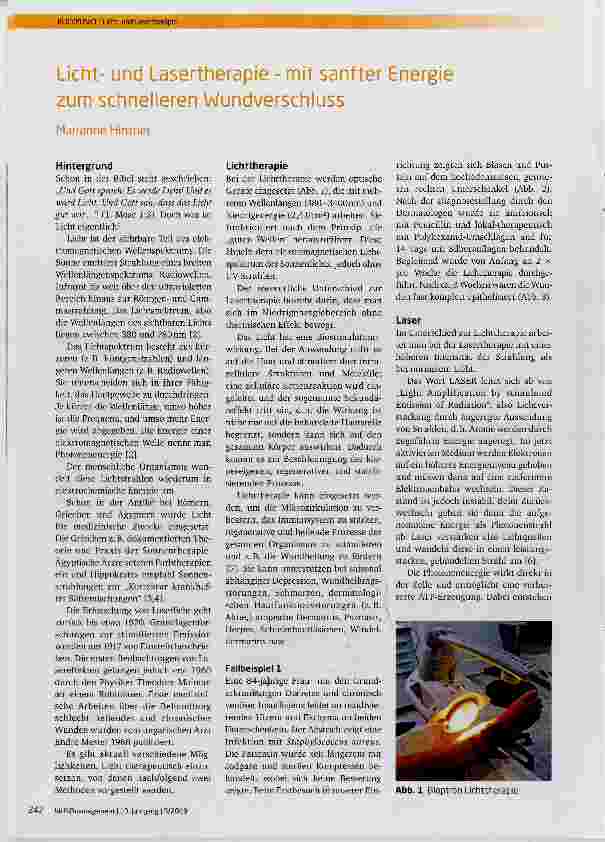 Vorschauseite 1: Licht und Lasertherapie mit sanfter Energie zum schnelleren Wundverschluss