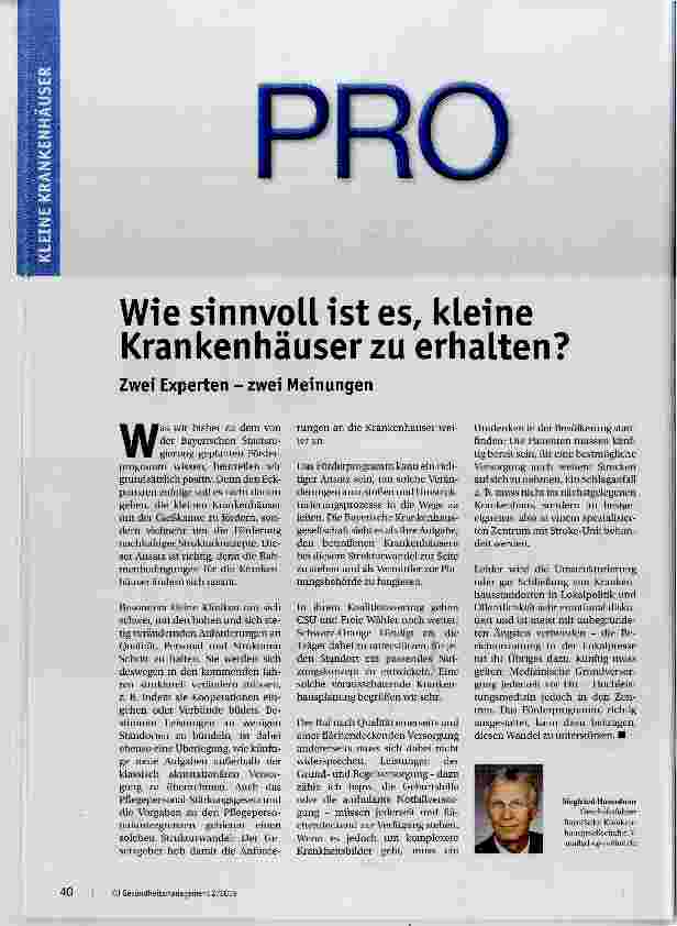 Vorschauseite 1: Wie sinnvoll ist es, kleine Krankenhäuser zu erhalten?