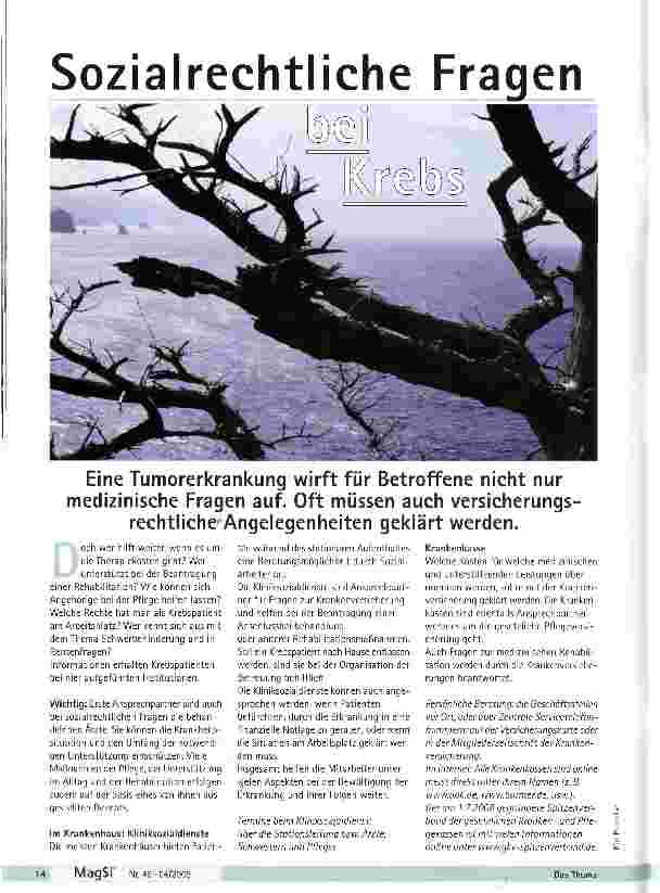 Vorschauseite 1: Sozialrechtliche Fragen bei Krebs