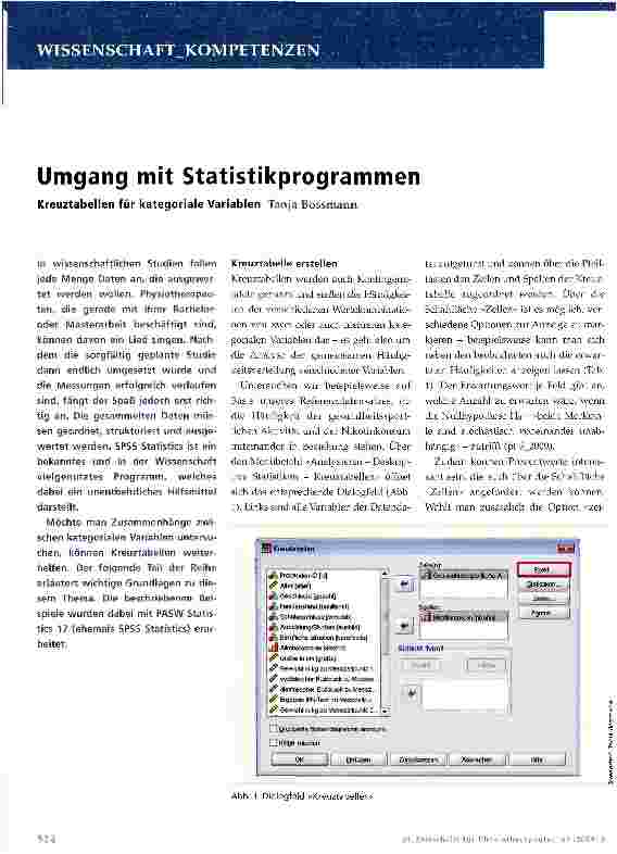 Vorschauseite 1: Umgang mit Statistikprogrammen
