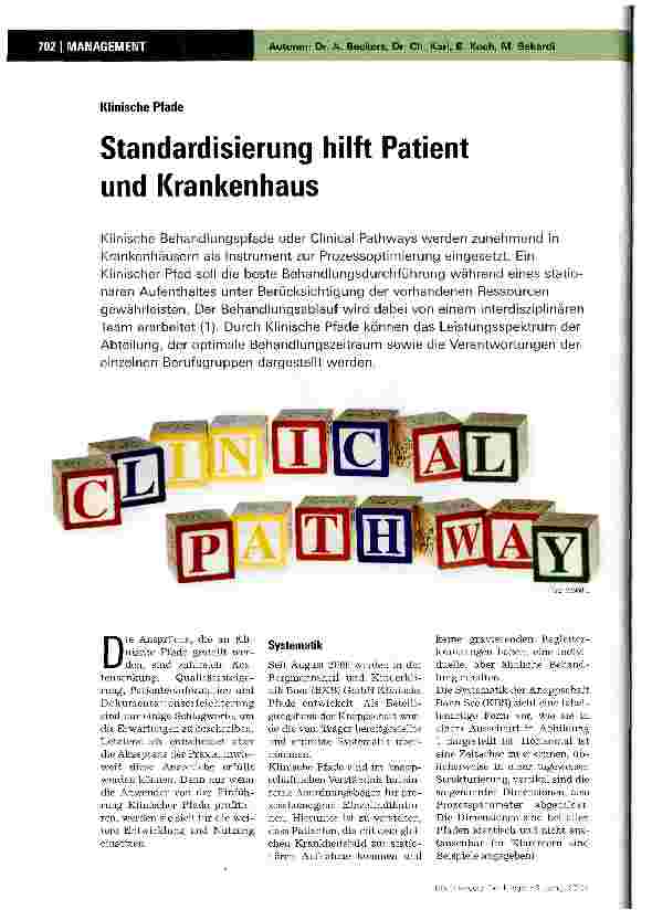 Vorschauseite 1: Standardisierung hilft Patient und Krankenhaus