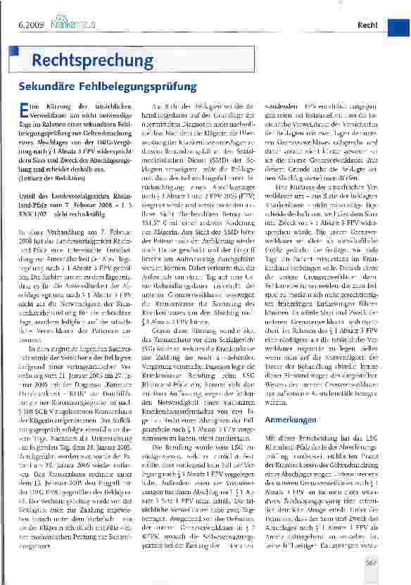 Vorschauseite 1: Sekundäre Fehlbelegungsprüfung