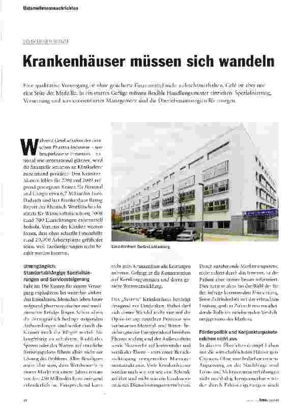 Vorschauseite 1: Krankenhäuser müssen sich wandeln