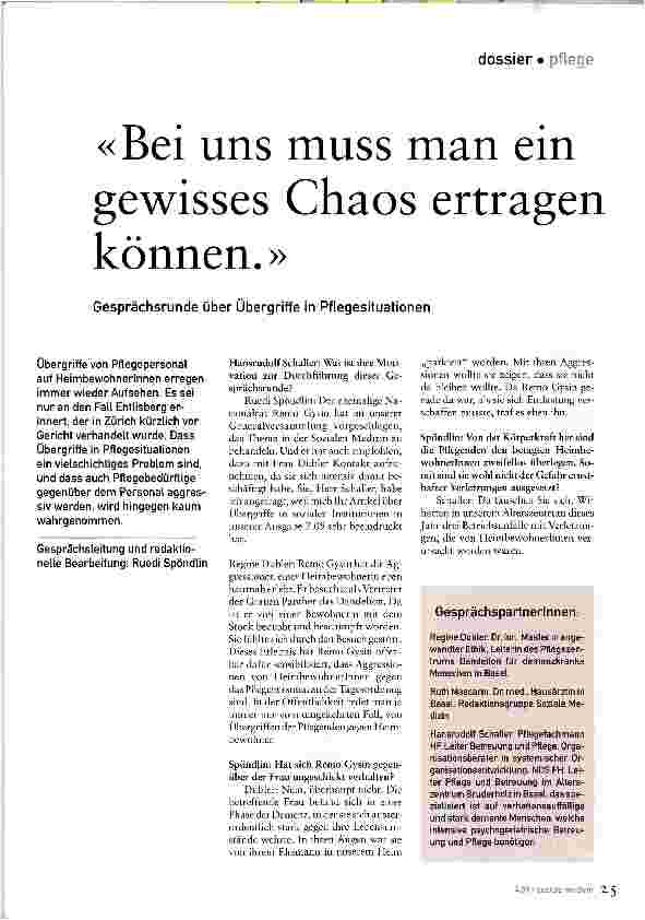 Vorschauseite 1: «Bei uns muss man ein gewisses Chaos ertragen können.»
