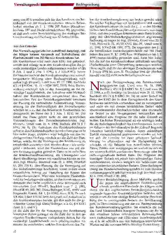 Vorschauseite 2: Bettenbedarf im Sinne des KHG