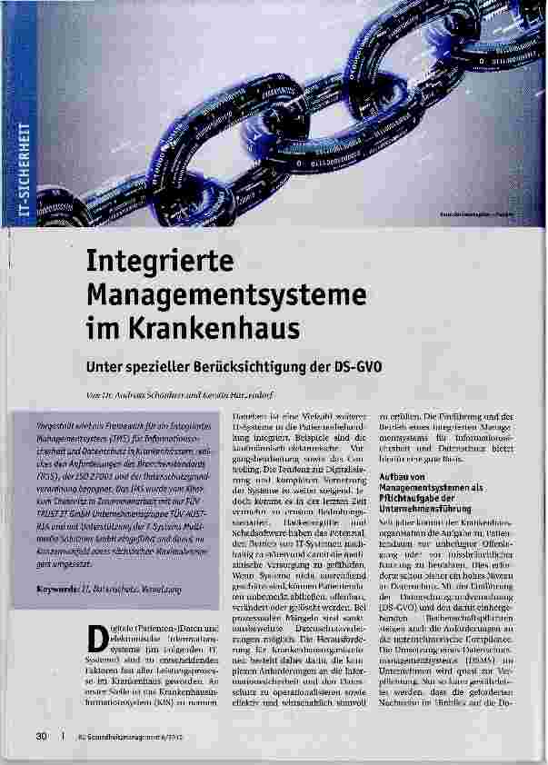 Vorschauseite 1: Integnerte Managementsysteme Im Krankenhaus
