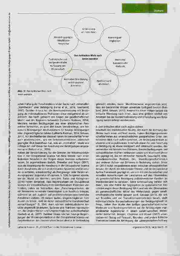 Vorschauseite 4: Plädoyer für einen „Critical Turn in der Occupational Science: Bisherige Beiträge und zukünftiges Potenzial