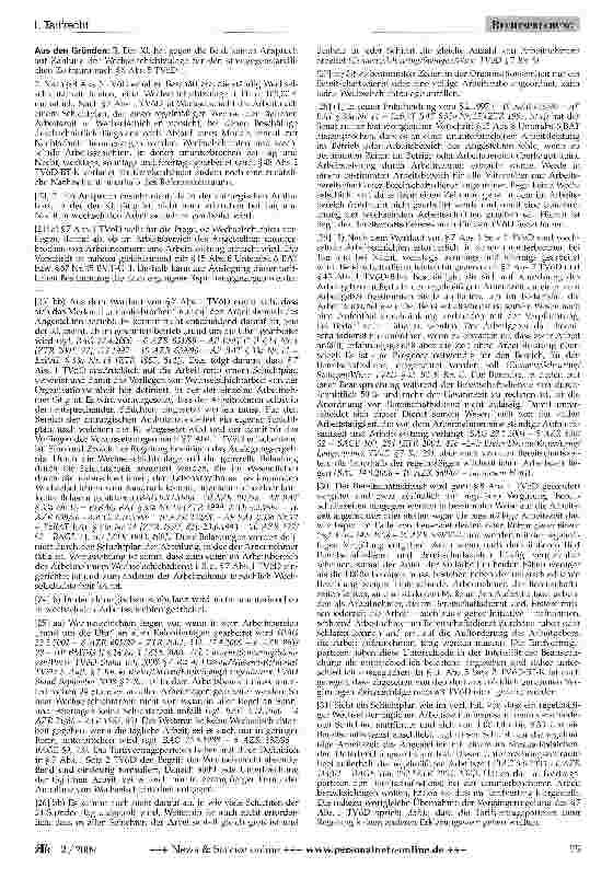Vorschauseite 2: Wechselschichtzulage nach TVöD - Unterbrechung der Arbeitszeit durch Bereitschaftsdienst