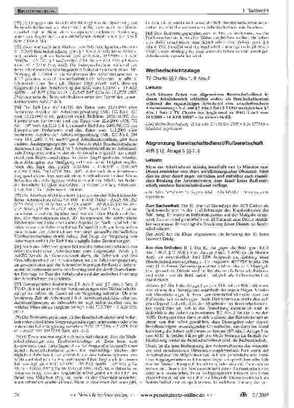 Vorschauseite 3: Wechselschichtzulage nach TVöD - Unterbrechung der Arbeitszeit durch Bereitschaftsdienst