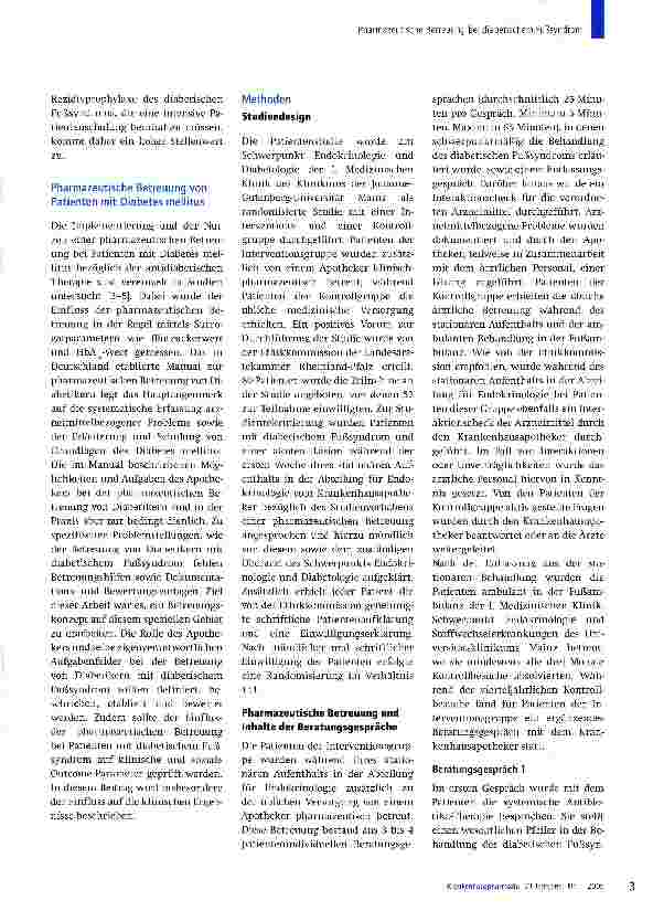 Vorschauseite 2: Pharmazeutische Betreuung bei diabetischem Fußsyndrom: klinischer Verlauf und Behandlungsergebnisse