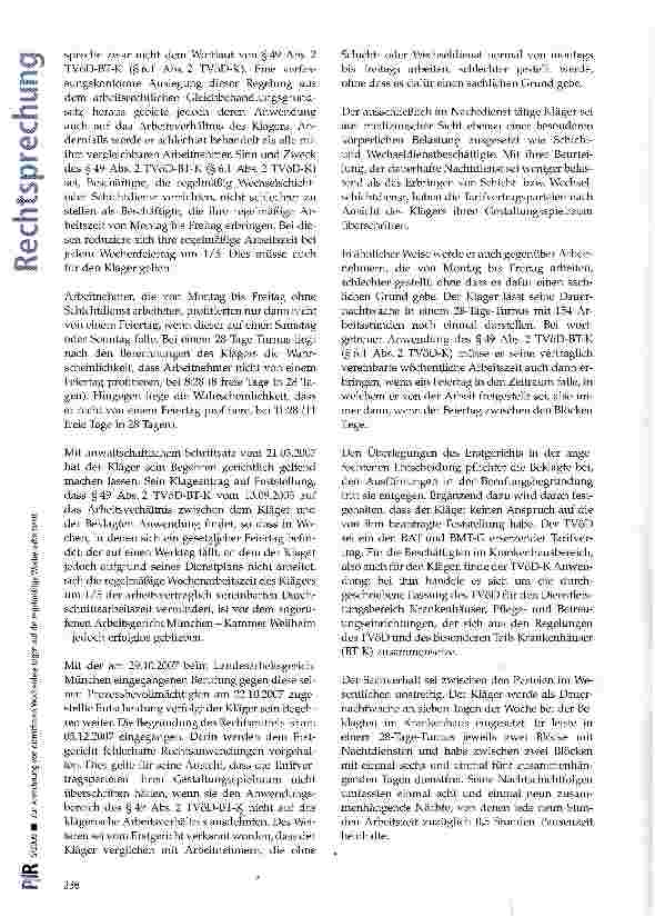 Vorschauseite 2: Zur Anrechnung von dienstfreien Wochenfeiertagen auf die regelmäßige Wochenarbeitszeit
