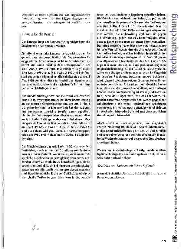 Vorschauseite 5: Zur Anrechnung von dienstfreien Wochenfeiertagen auf die regelmäßige Wochenarbeitszeit