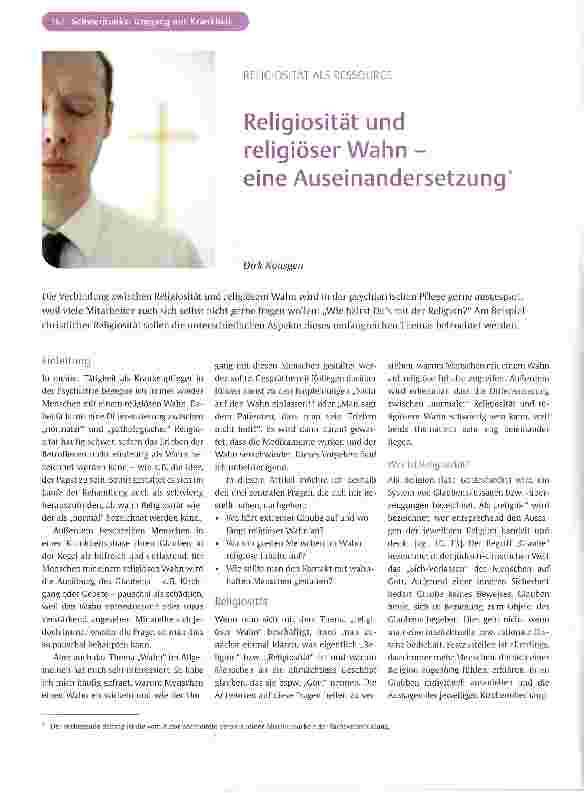 Vorschauseite 1: Religiosität und religiöser Wahn - eine Auseinandersetzung