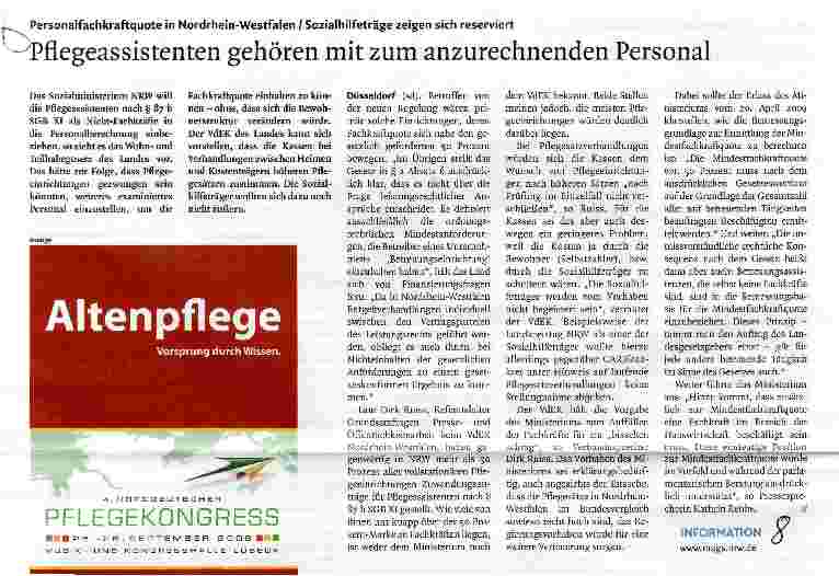 Vorschauseite 1: Pflegeassistenten gehören mit zum anzurechnenden Personal