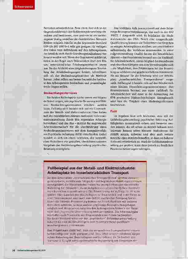 Vorschauseite 3: Psychische Belastung in der Gefährdungsbeurteilung helfen Standards?