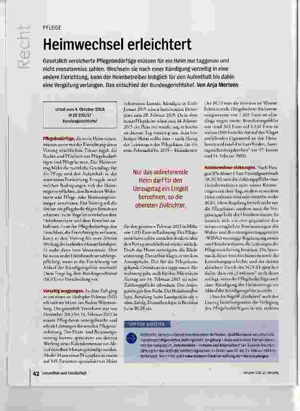 Vorschauseite 1: Heimwechsel erleichtert