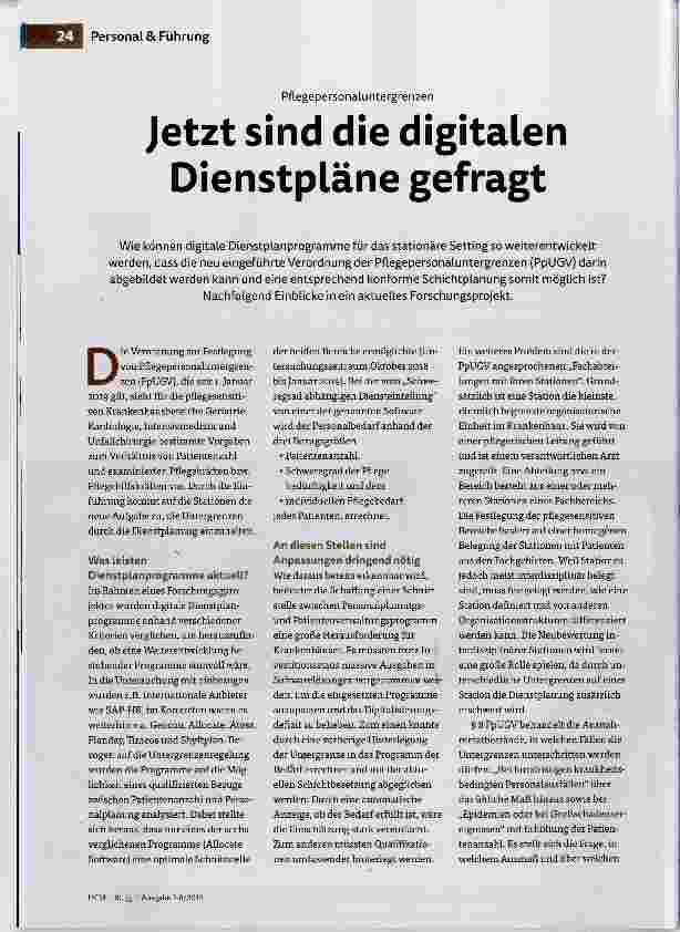 Vorschauseite 1: Jetzt sind die digitalen Dienstpläne gefragt