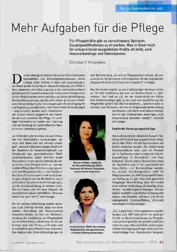 Vorschauseite 1: Mehr Aufgaben für die Pflege