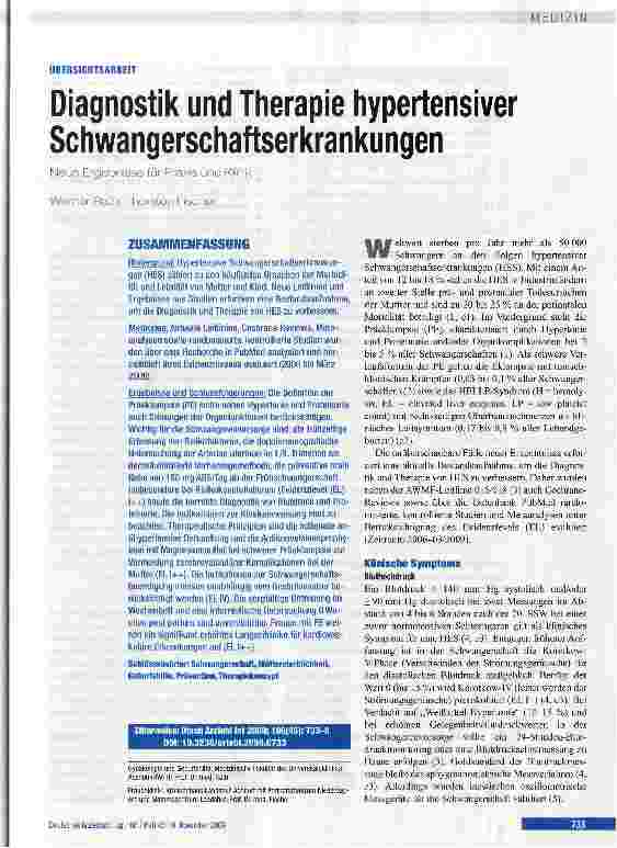 Vorschauseite 1: Diagnostik und Therapie hypertensiver Schwangerschaftserkrankungen