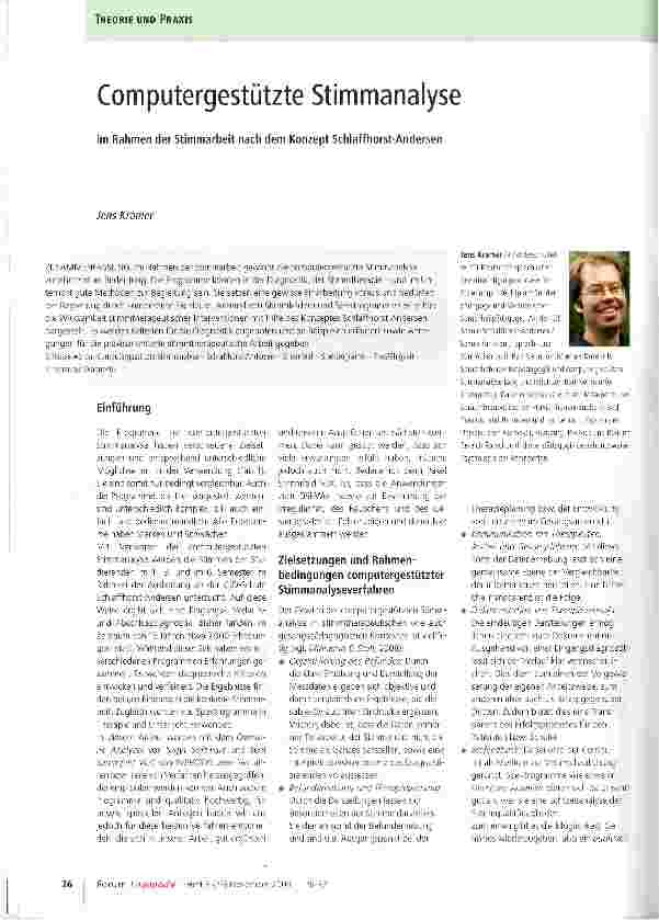 Vorschauseite 1: Computergestützte Stimmanalyse