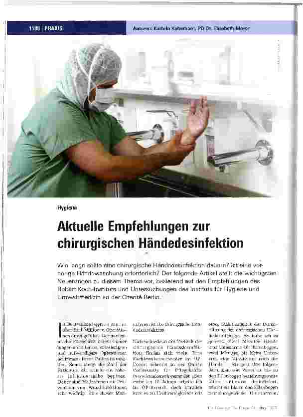 Vorschauseite 1: Aktuelle Empfehlungen zur chirurgischen Händedesinfektion