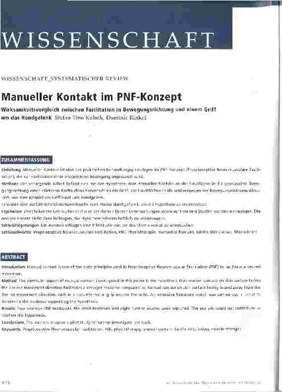 Vorschauseite 1: Manueller Kontakt im PNF-Konzept