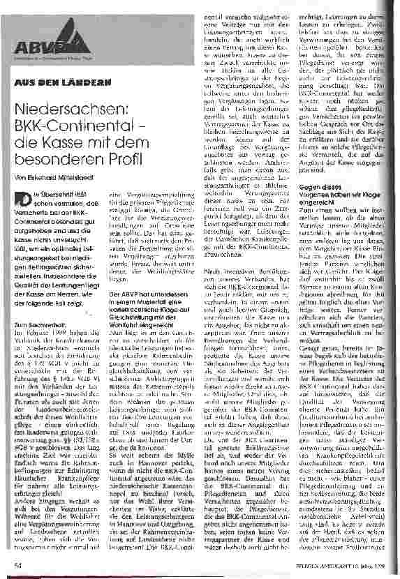 Vorschauseite 1: Niedersachsen: BKK - Continental - die Kasse mit dem besonderen Profil