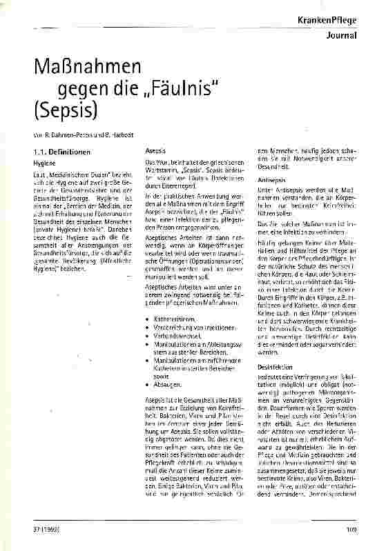 Vorschauseite 1: Maßnahmen gegen die Fäulnis (Sepsis)