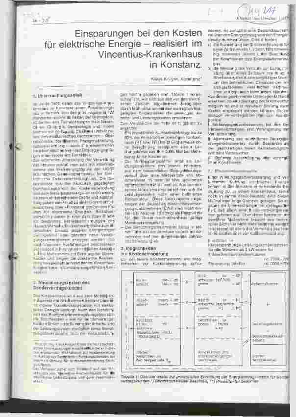 Vorschauseite 1: Einsparungen bei den Kosten für elektrische Energie - realisiert im Vincentius-Krankenhaus in Konstanz