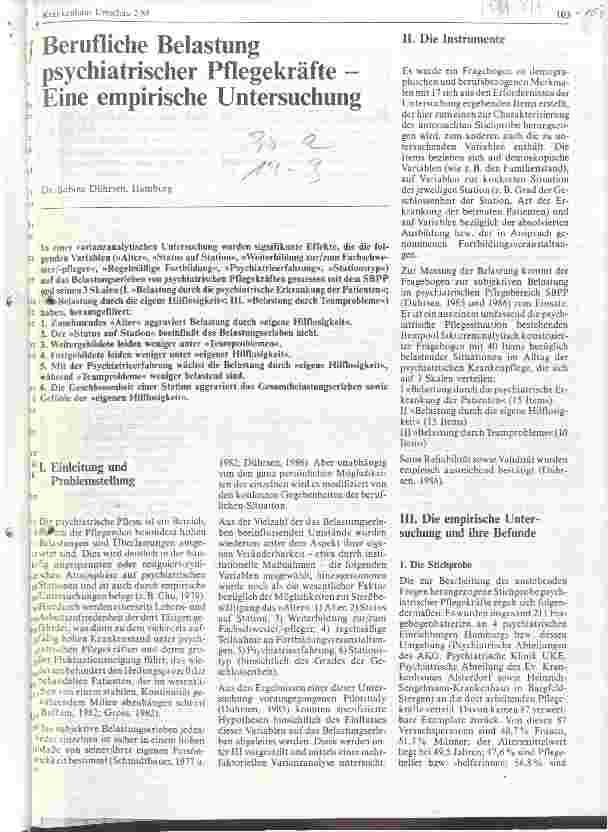 Vorschauseite 1: Berufliche Belastung Psychiatrischer Pflegekräfte- Eine empirische Untersuchung