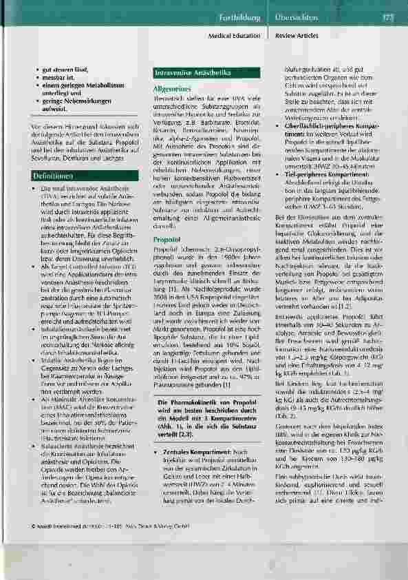 Vorschauseite 2: Klinischer Stellenwert von total Intravenöser Anästhesie (TIVA) und Inhalationsanästhesie