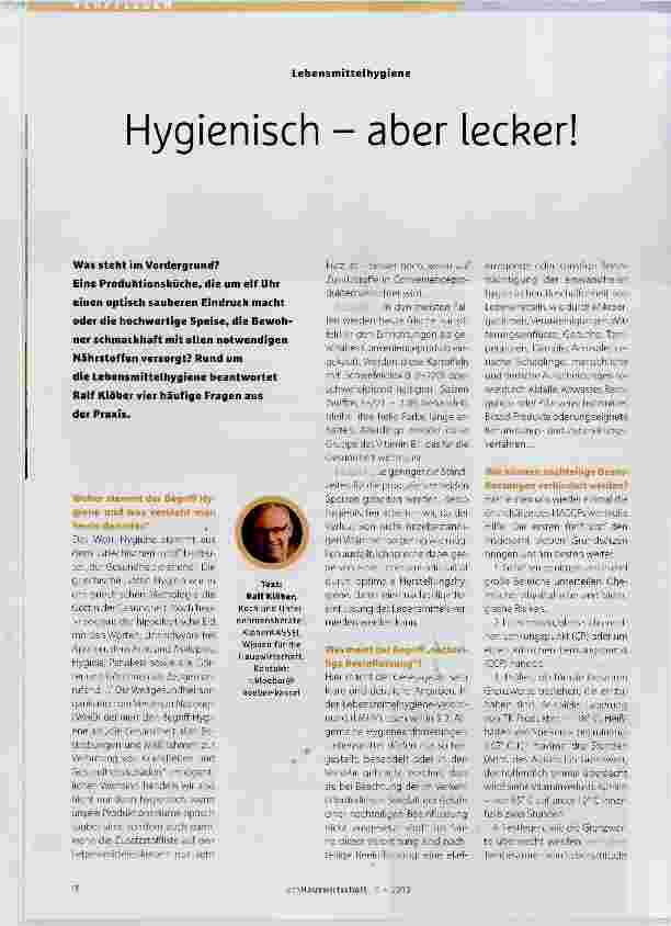 Vorschauseite 1: Hygienisch aber lecker!