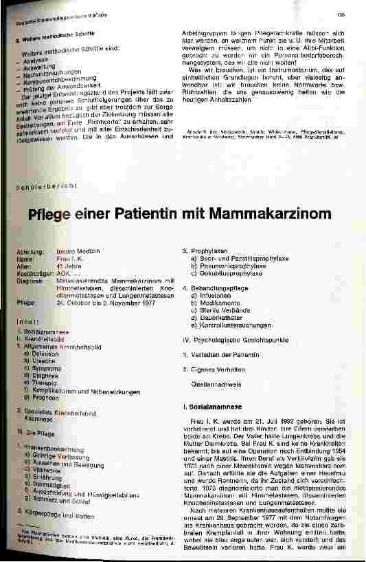 Vorschauseite 1: Pflege einer Patientin mit Mammakarzinom