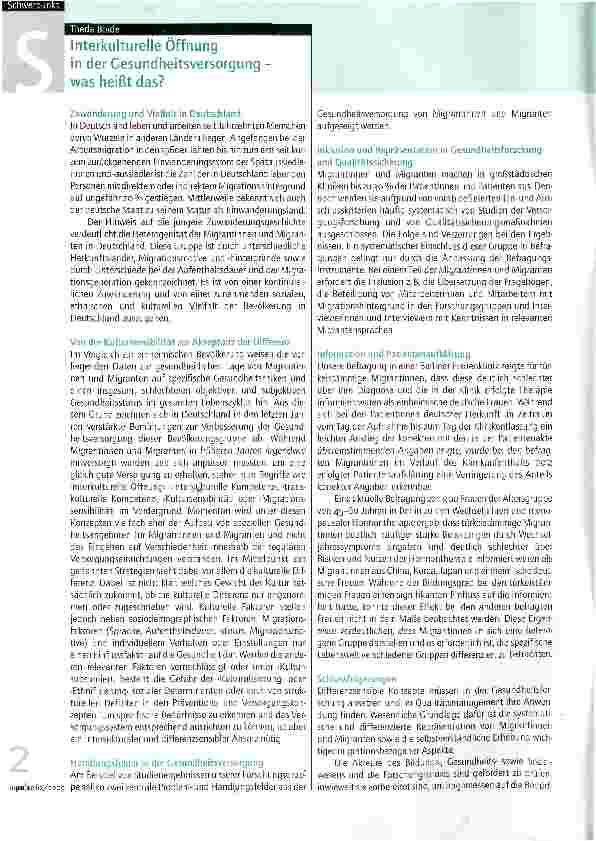 Vorschauseite 1: Interkulturelle Öffnung in der Cesundheitsversorgung -was heißt das?
