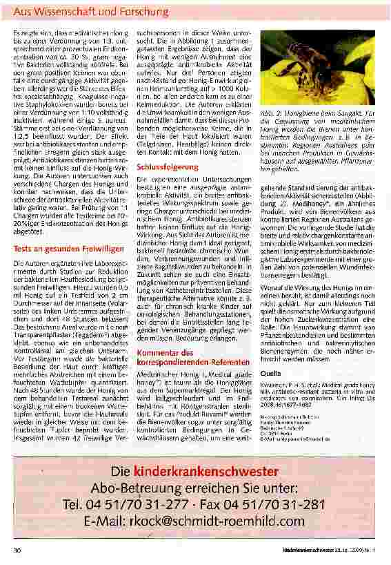 Vorschauseite 2: Wundbehandlung mit medizinischem Honig: vor allem bei Kleinkindern eine wirksame Alternative zu Antiseptika