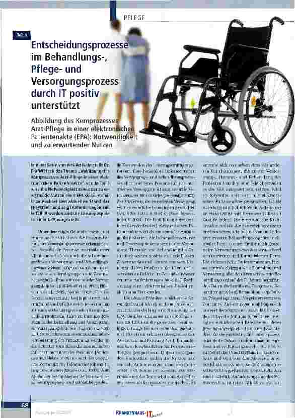 Vorschauseite 1: Entscheidungsprozesseim Behandlungs-, Pflegeund Versorgungsprozess durch IT positiv unterstützt