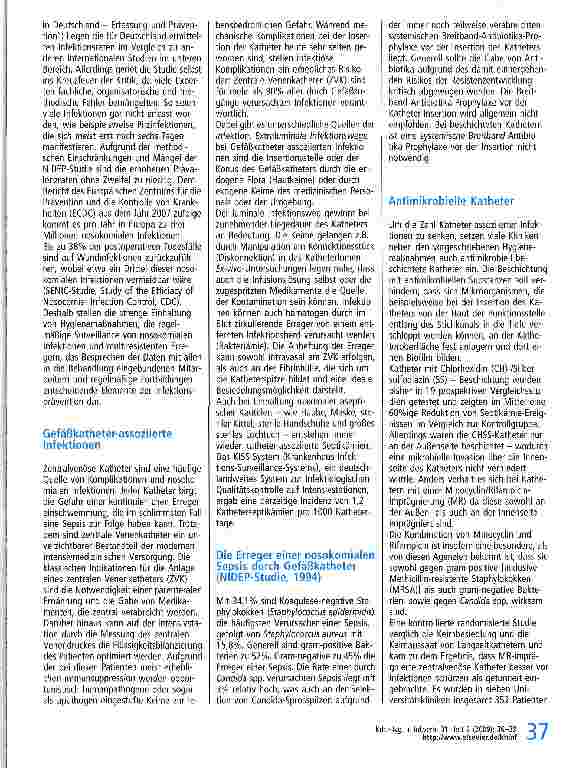 Vorschauseite 2: Prävention Gefäßkatheter-assoziierter Infektionen durch antimikrobielle Katheter