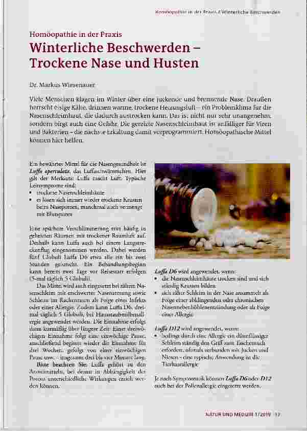 Vorschauseite 1: Winterliche Beschwerden Trockene Nase und Husten