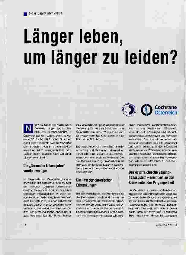 Vorschauseite 1: Länger leben, um länger zu leiden?