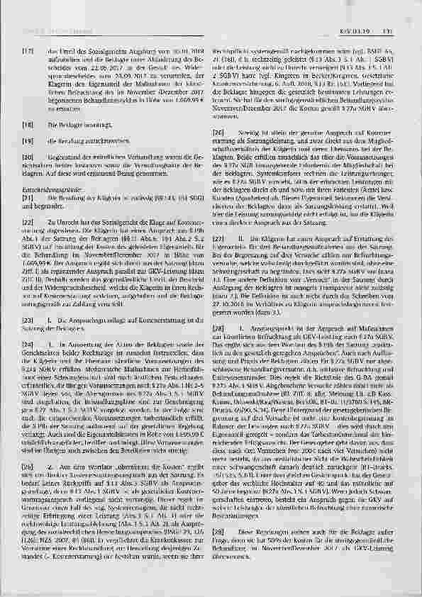 Vorschauseite 3: Krankenversicherungsrecht Satzungsregelung zur künstlichen Befruchtung Versuche zählen nicht als Behandlungsmaßnahme §§11 Abs. 6, 27a Abs. 1, Abs. 4, 92 Abs. 1 S.2 Nr. 10, 194 Abs…