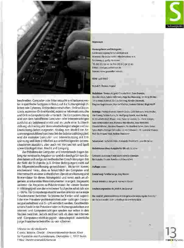 Vorschauseite 2: Neue Süchte und Geschlecht -Glücksspiel-, Kauf und Online-Sucht
